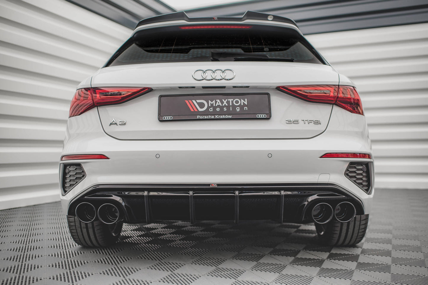 Diffusor Heck Ansatz + Endrohre für Audi A3 S-Line Sportback 8Y