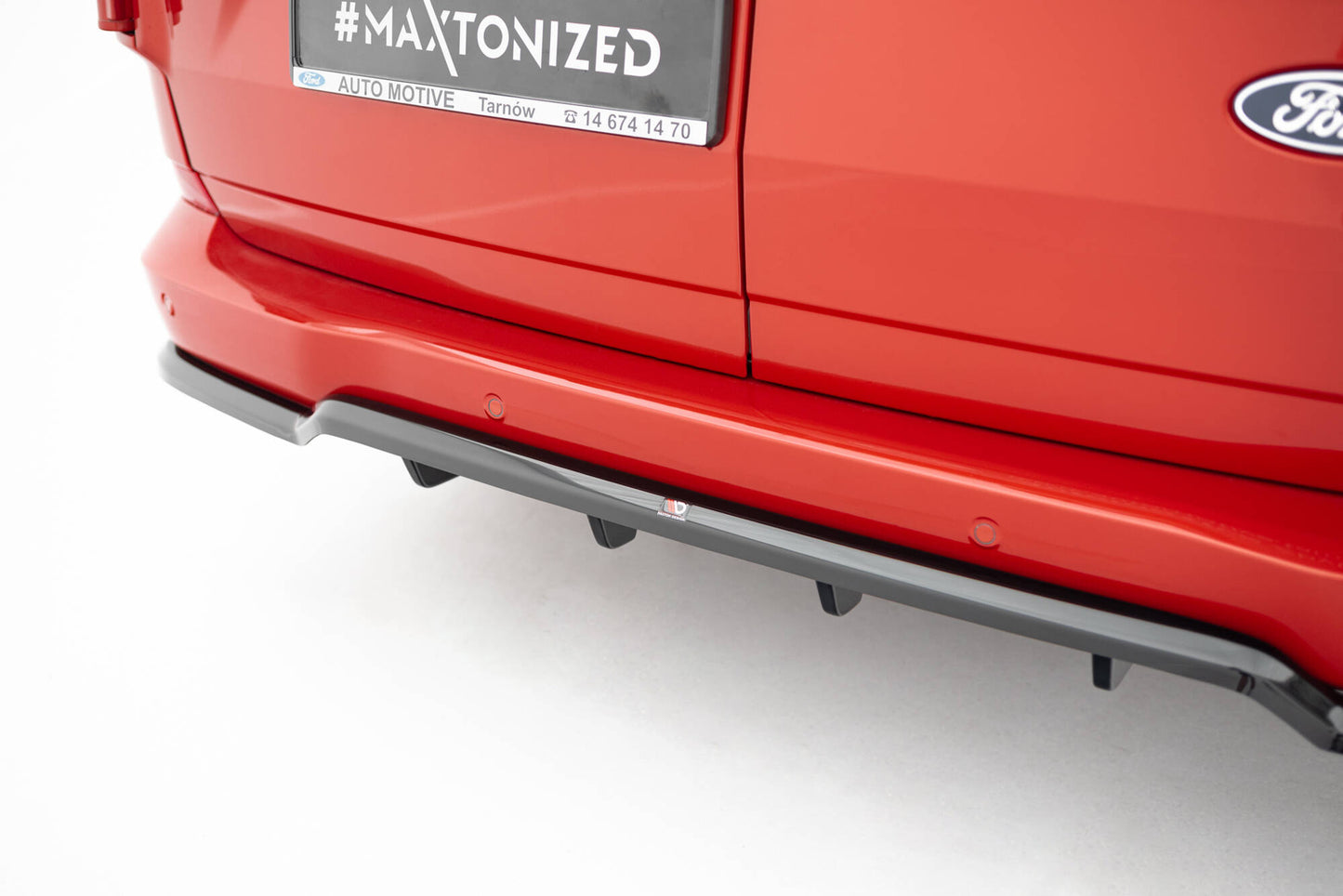 Mittlerer Cup Diffusor DTM Look Heck Ansatz für Ford Transit Custom / Tourneo Custom Mk2 schwarz Hochglanz