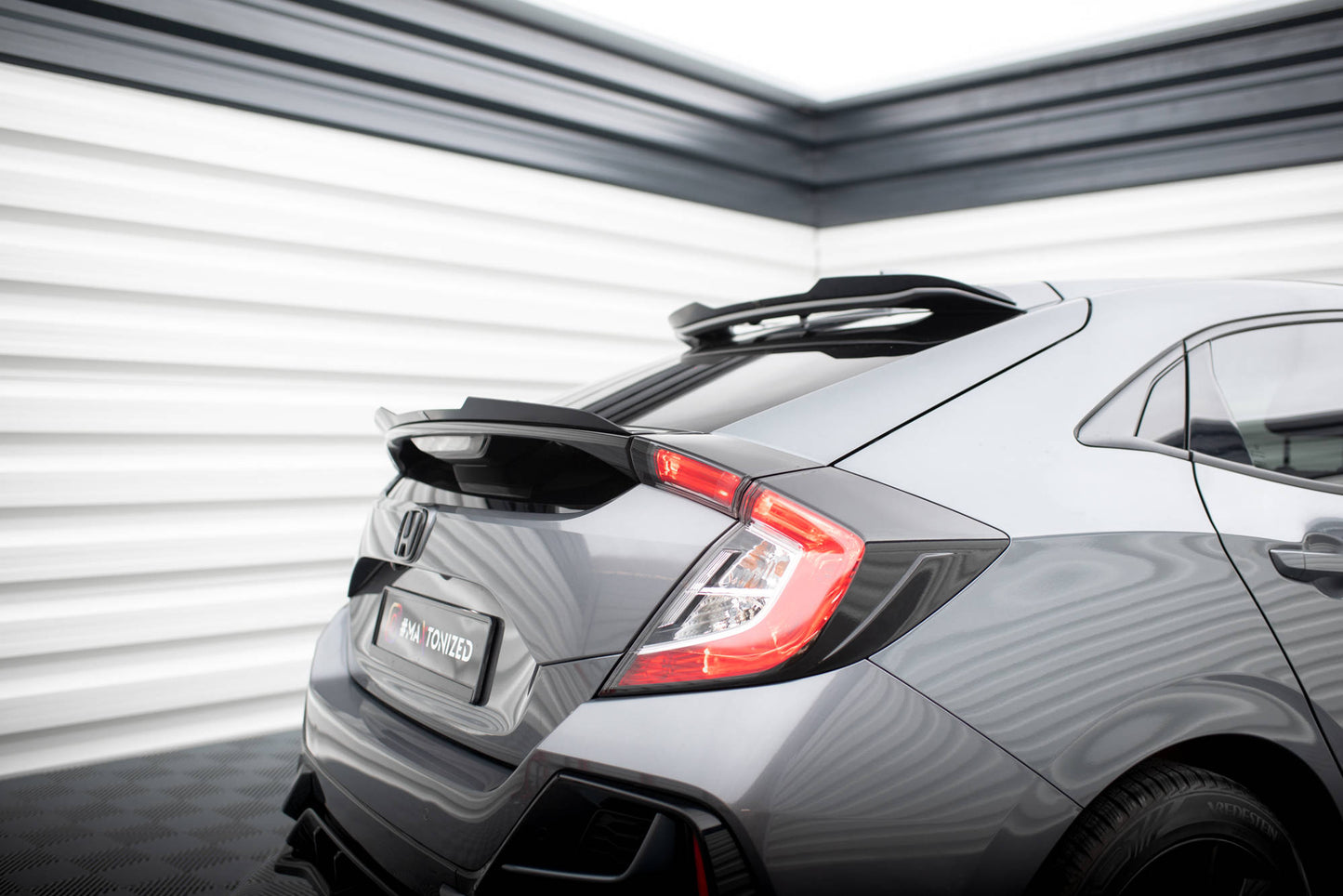 Niedriger Spoiler CAP für Honda Civic Sport Mk 10 schwarz Hochglanz