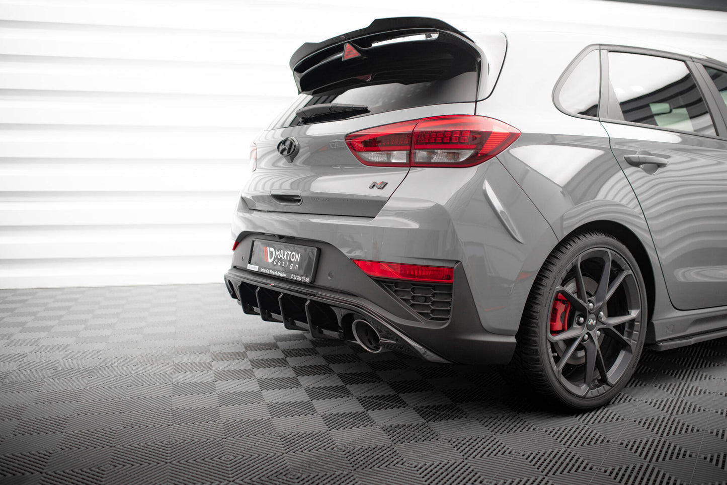 Diffusor Heck Ansatz für Hyundai I30 N Hatchback Mk3 Facelift schwarz Hochglanz
