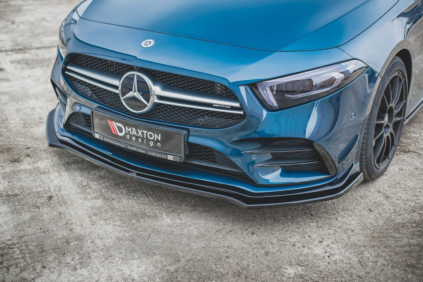 Front Ansatz V.2 für Mercedes A35 AMG Aero W177 schwarz Hochglanz