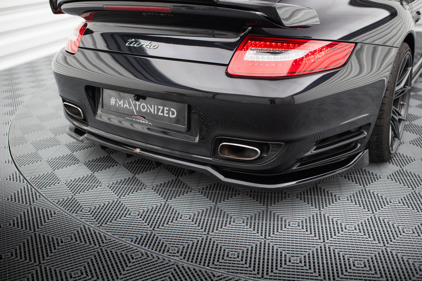 Mittlerer Cup Diffusor DTM Look Heck Ansatz für Porsche 911 Turbo 997 schwarz Hochglanz