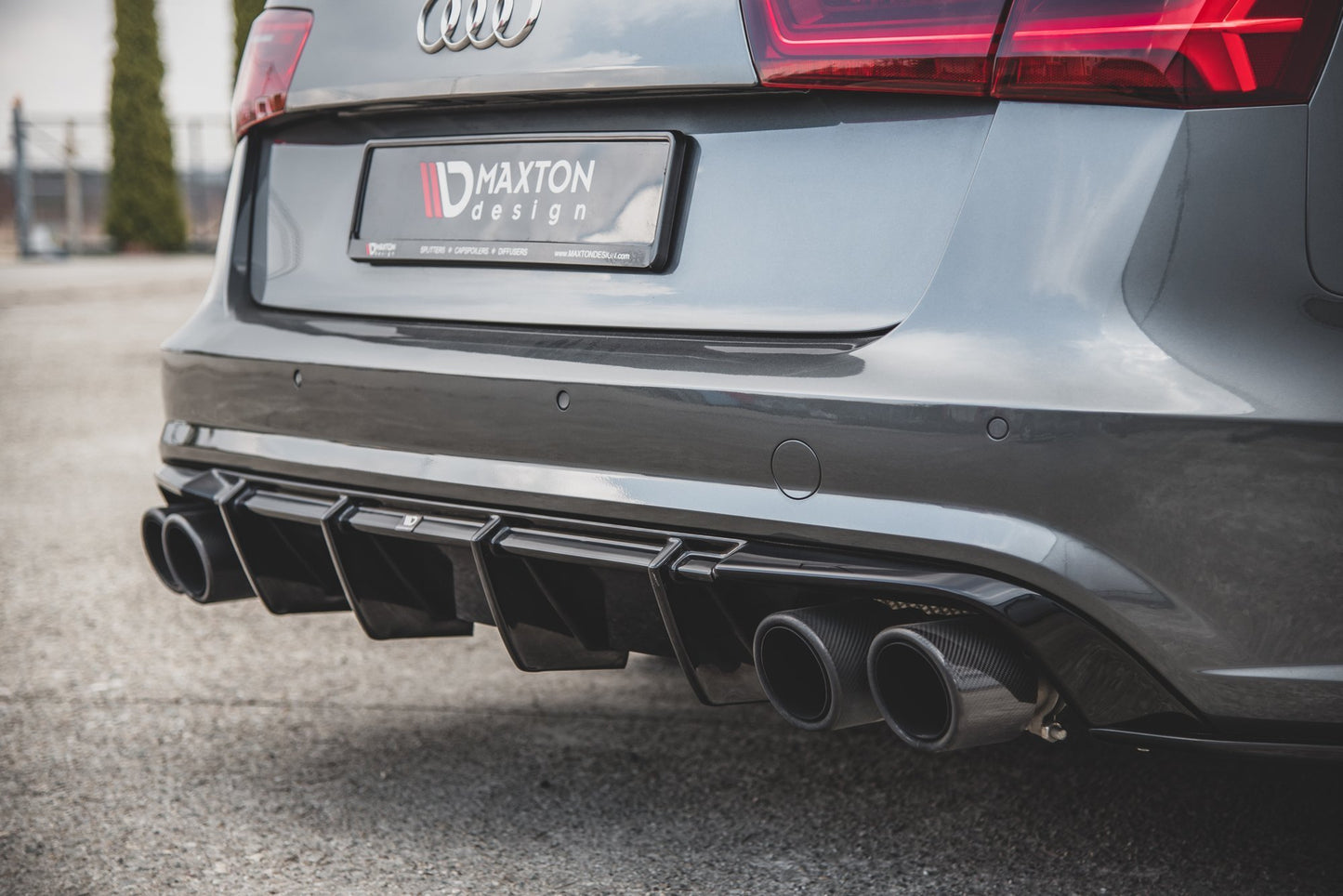 Diffusor Heck Ansatz V.1 für Audi S6 C7 Facelift schwarz Hochglanz