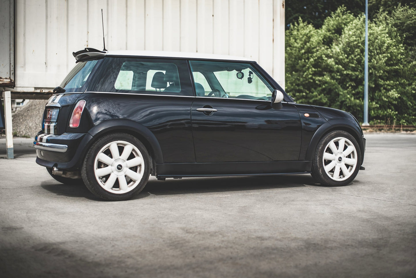 Seitenschweller Ansatz für Mini Cooper / One R50 schwarz Hochglanz