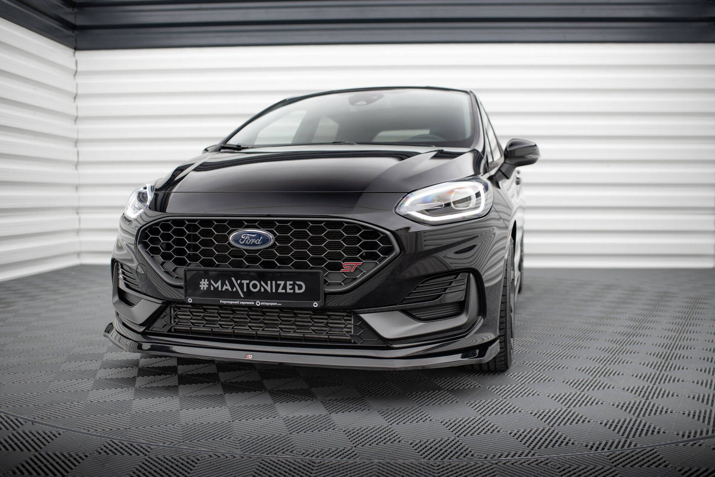 Front Ansatz V.3 für Ford Fiesta ST / ST-line Mk8 Facelift schwarz Hochglanz
