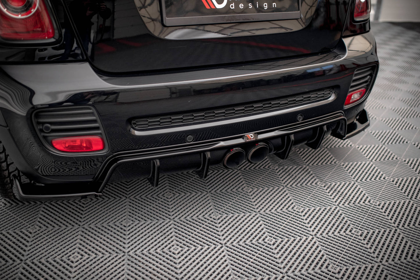 Diffusor Heck Ansatz für Mini Cooper John Cooper Works R56 schwarz Hochglanz
