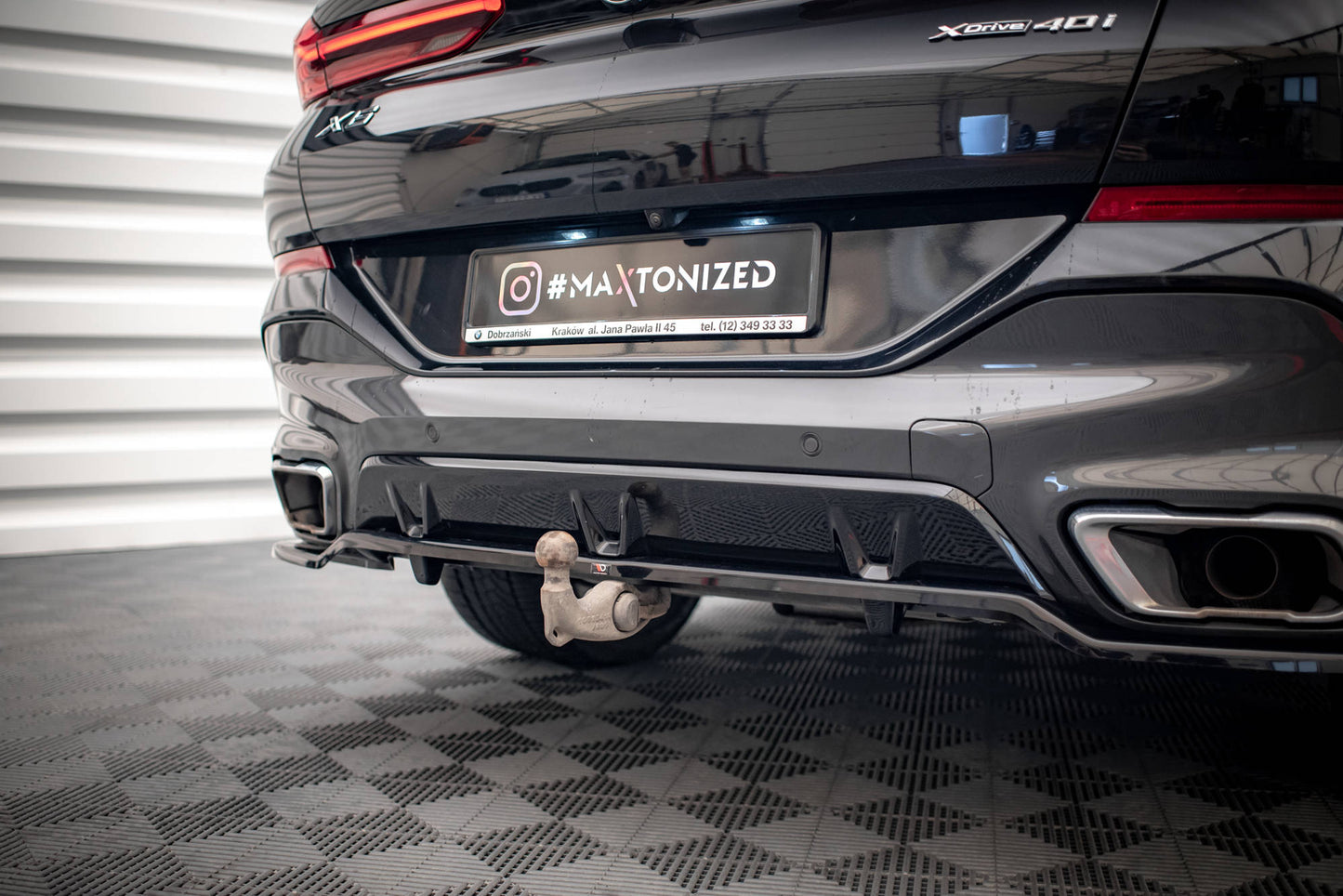 Mittlerer Cup Diffusor DTM Look Heck Ansatz für V.3 BMW X6 M-Paket G06 schwarz Hochglanz