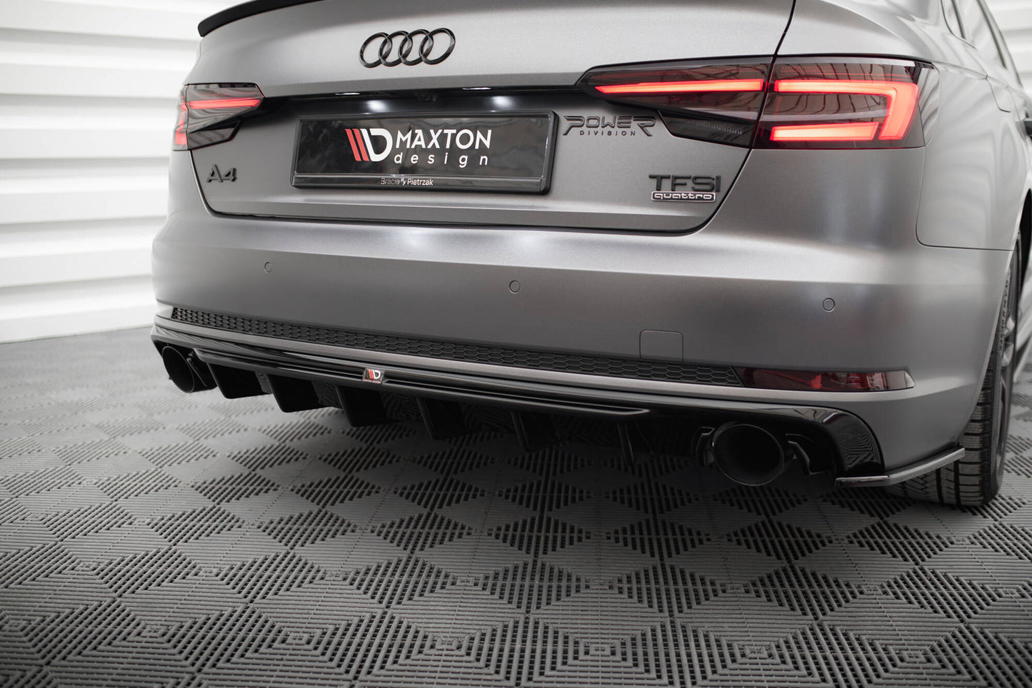 Diffusor Heck Ansatz für Audi A4 S-line B9 (Einzelauspuff li. re.)