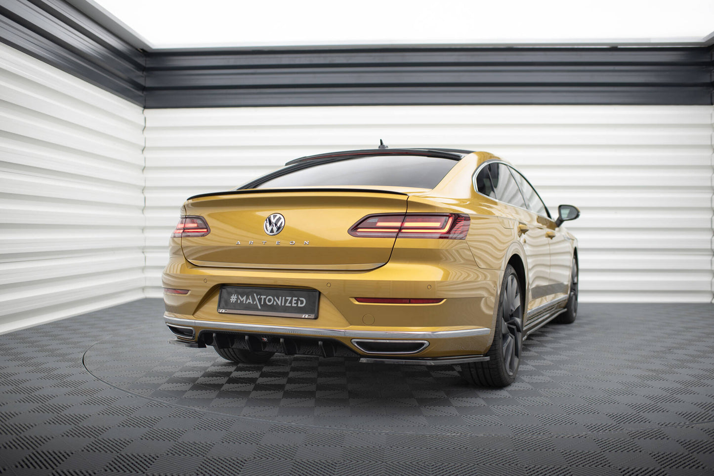 Diffusor Heck Ansatz für VW Arteon R-Line schwarz Hochglanz