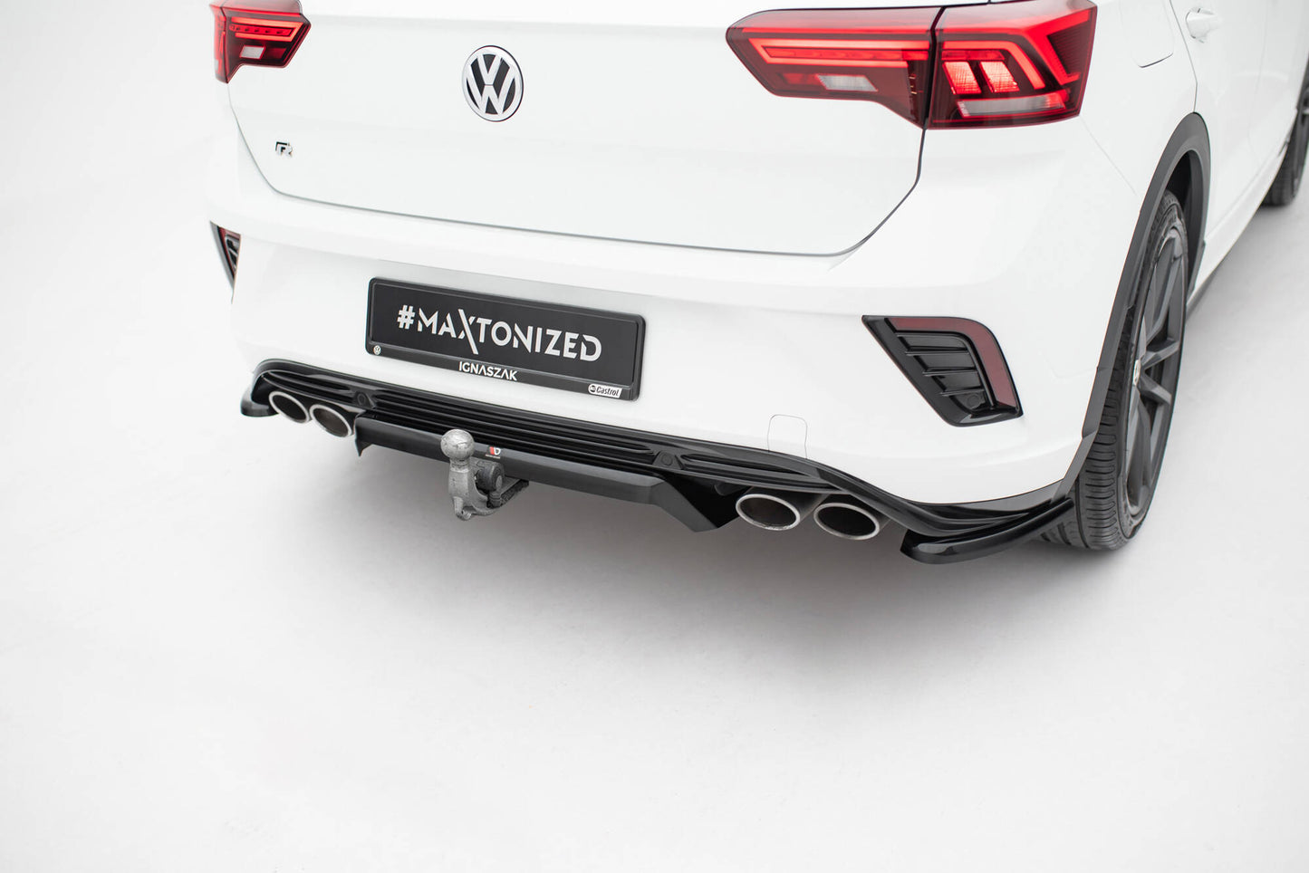 Mittlerer Diffusor Heck Ansatz DTM Look für VW T-Roc R Mk1 schwarz Hochglanz