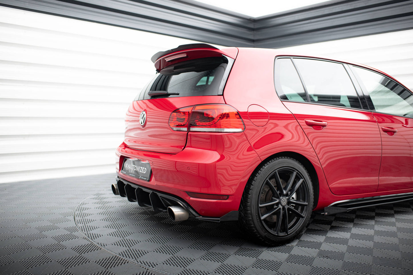 Street Pro Heck Ansatz Flaps Diffusor + Flaps für VW Golf GTI Mk6 schwarz Hochglanz