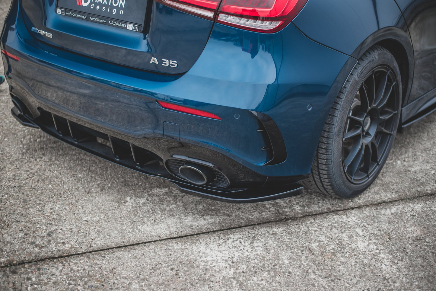 Heck Ansatz Flaps Diffusor für Mercedes A35 AMG Aero Hatchback W177 schwarz Hochglanz