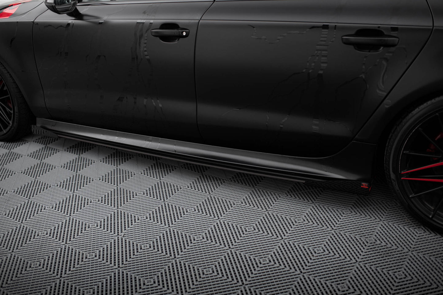 Street Pro Seitenschweller Ansatz für + Flaps Audi A7 RS7 Look C7 schwarz Hochglanz