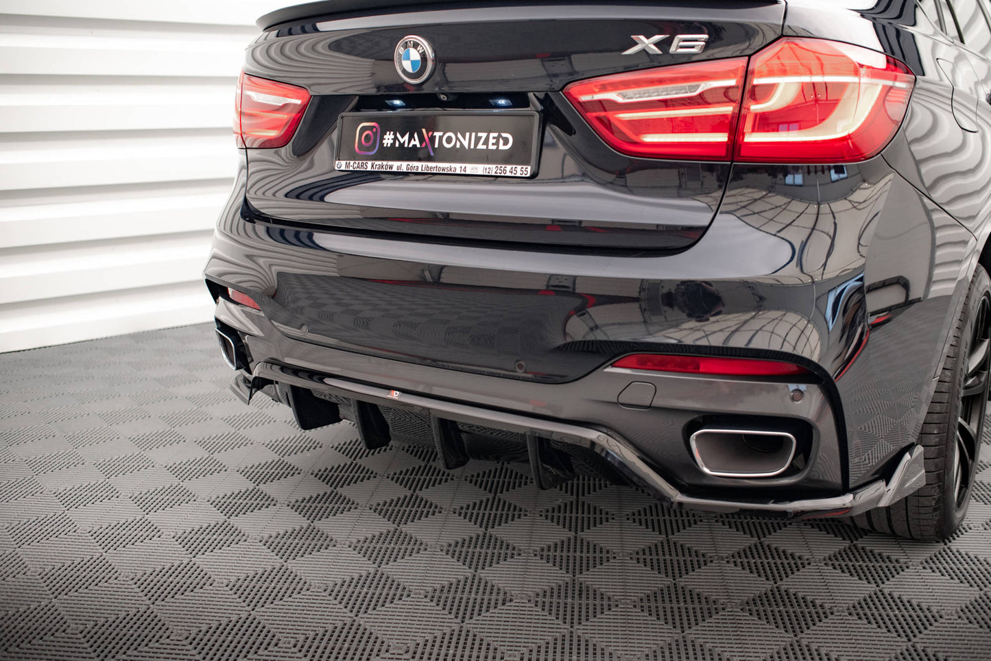 Mittlerer Cup Diffusor DTM Look Heck Ansatz für BMW X6 M-Paket F16 schwarz Hochglanz