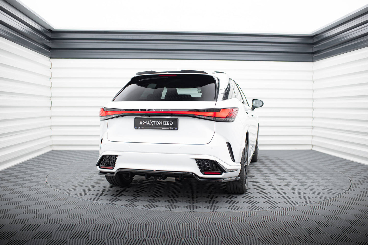 Mittlerer Cup Diffusor DTM Look Heck Ansatz für Lexus RX F-Sport Mk5 schwarz Hochglanz