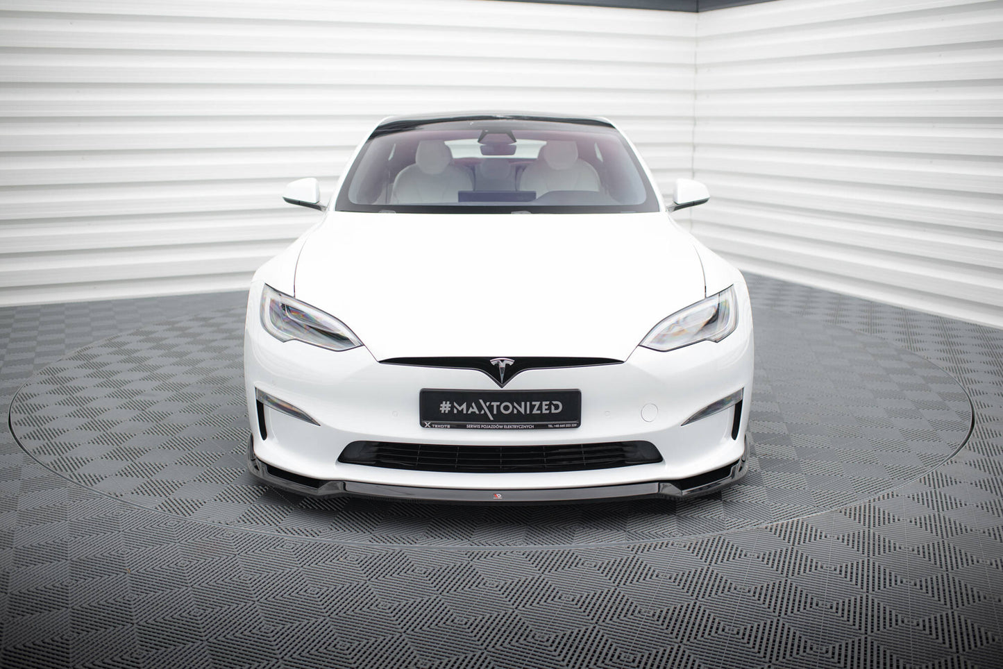 Front Ansatz V.2 für Tesla Model S Plaid Mk1 Facelift schwarz Hochglanz