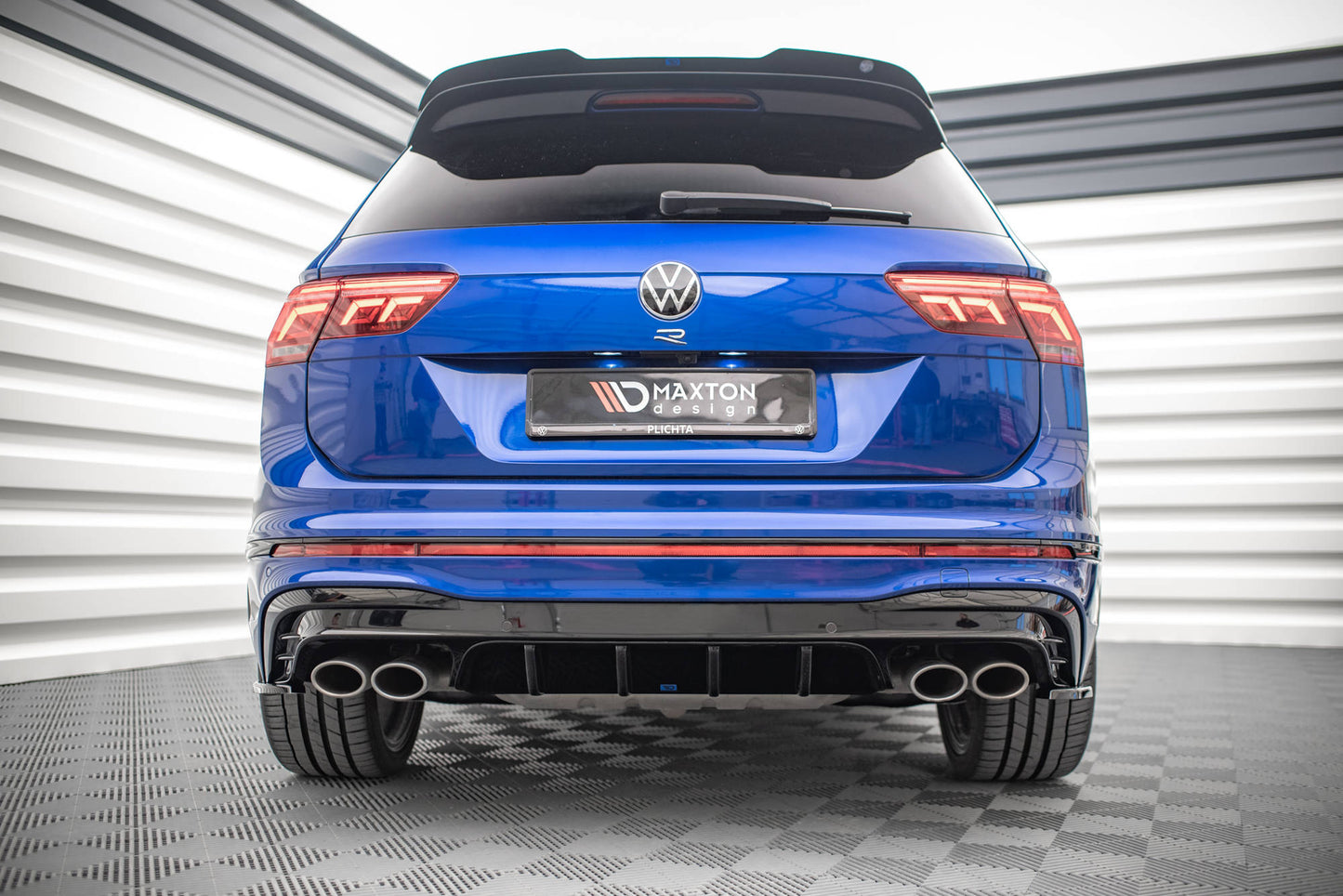 Diffusor Heck Ansatz für VW Tiguan R Mk2 Facelift schwarz Hochglanz