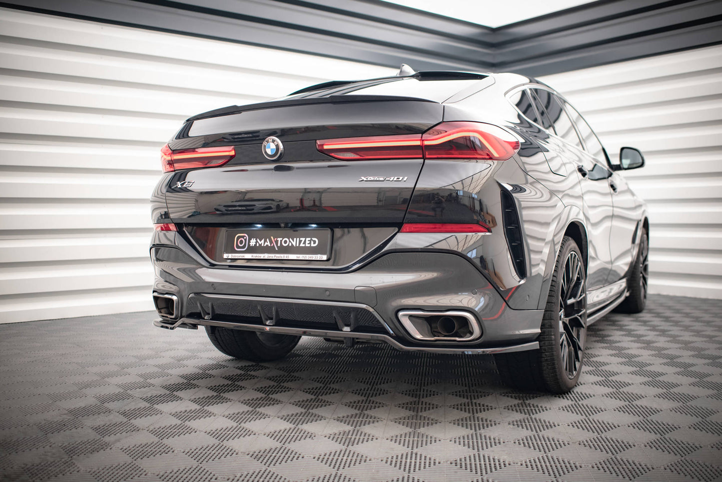 Mittlerer Cup Diffusor DTM Look Heck Ansatz für V.3 BMW X6 M-Paket G06 schwarz Hochglanz