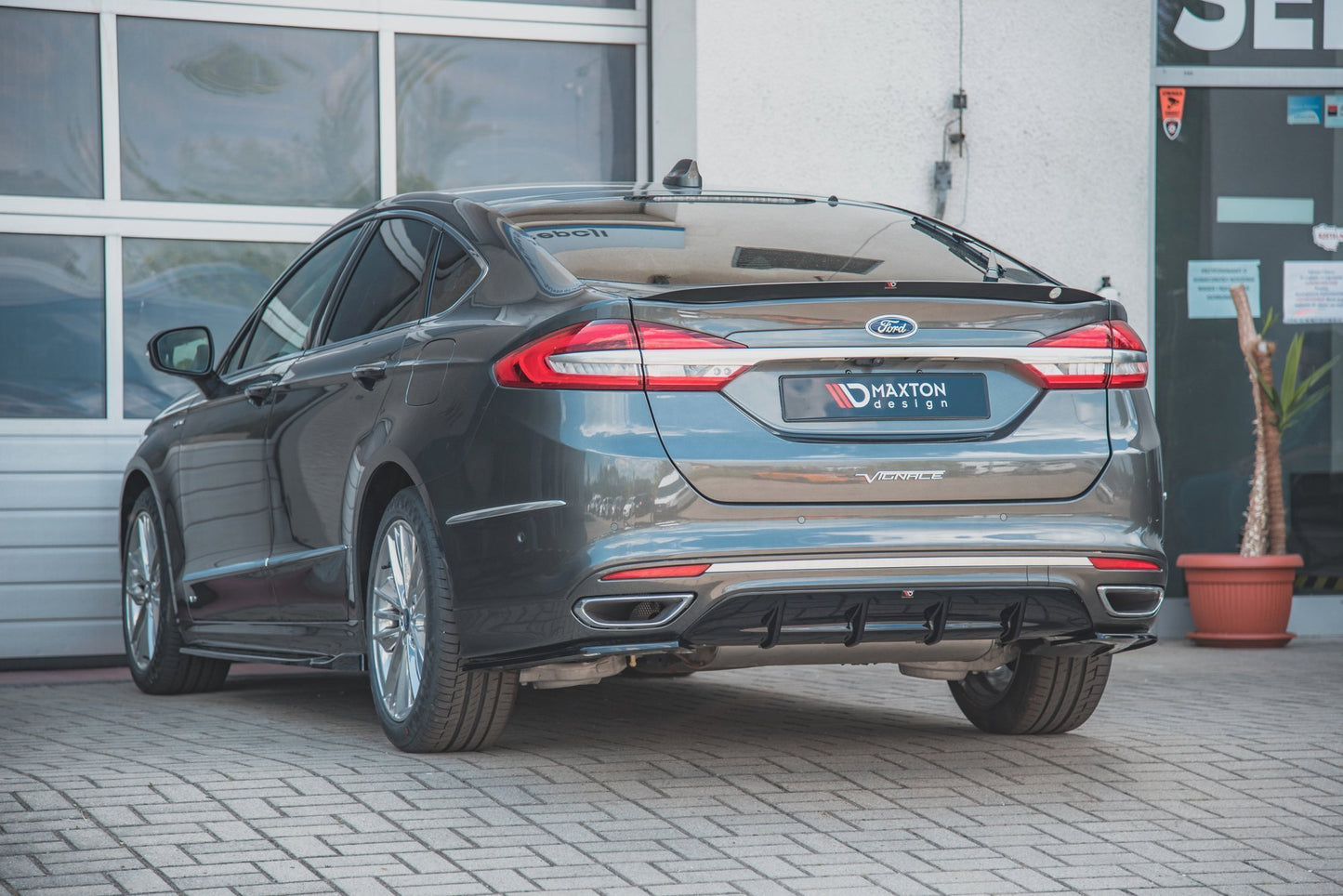 Diffusor Heck Ansatz für Ford Mondeo Vignale Mk5 Facelift Carbon Look