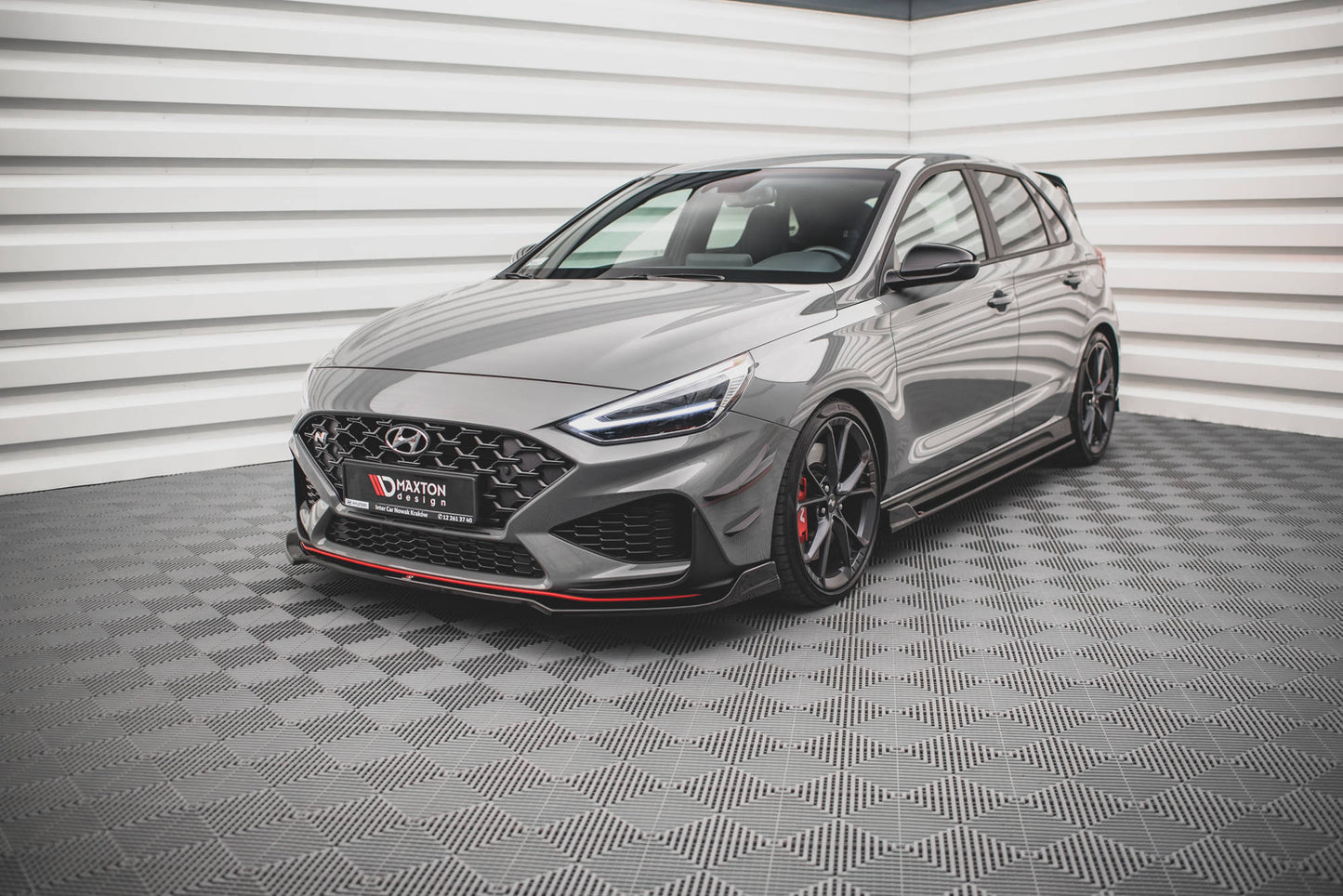 Front Ansatz V.3 für Hyundai I30 N / I30 N-Line Hatchback/Fastback Mk3 Facelift schwarz Hochglanz