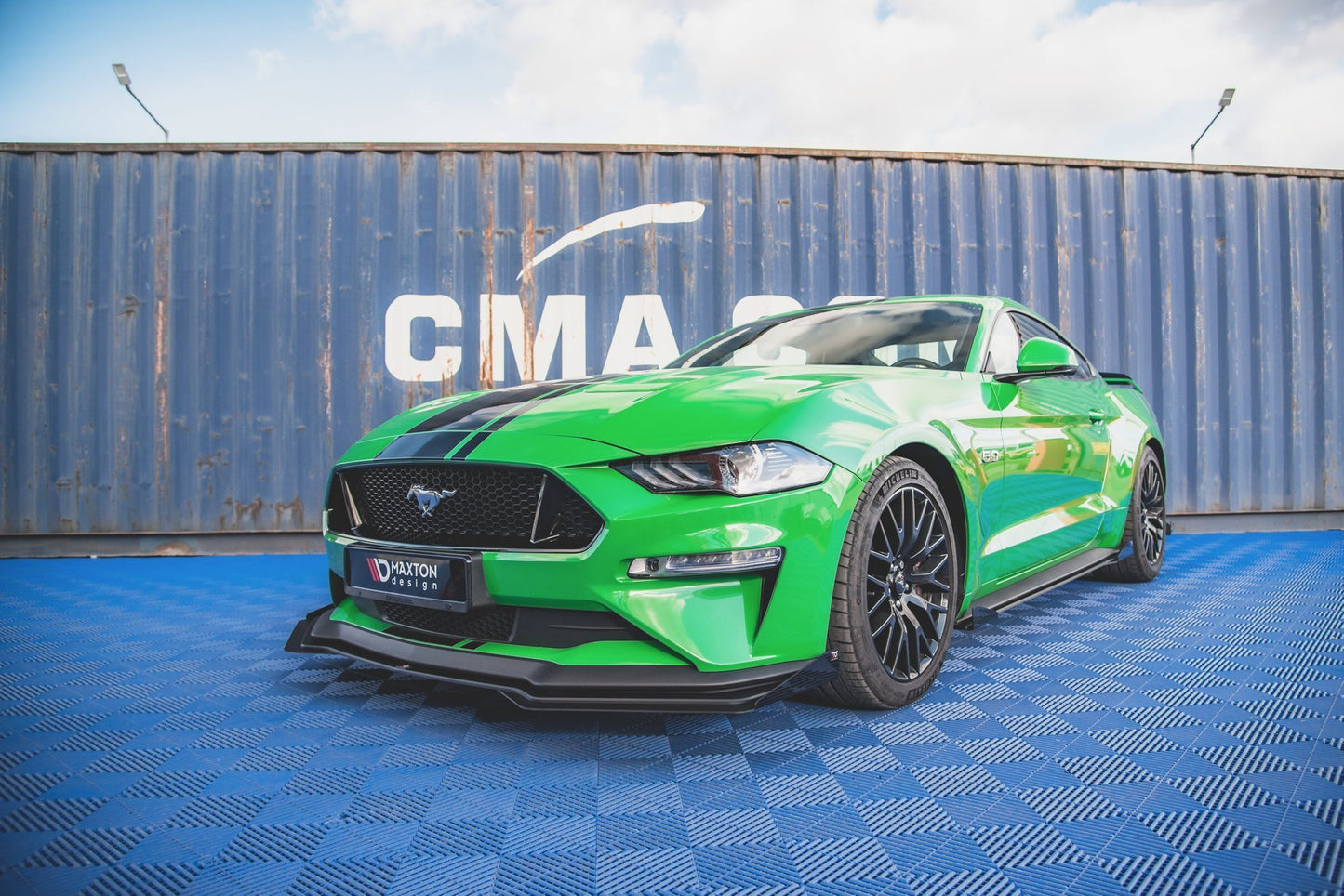 Street Pro Front Ansatz für V.1 für + Flaps Ford Mustang GT Mk6 Facelift schwarz Hochglanz