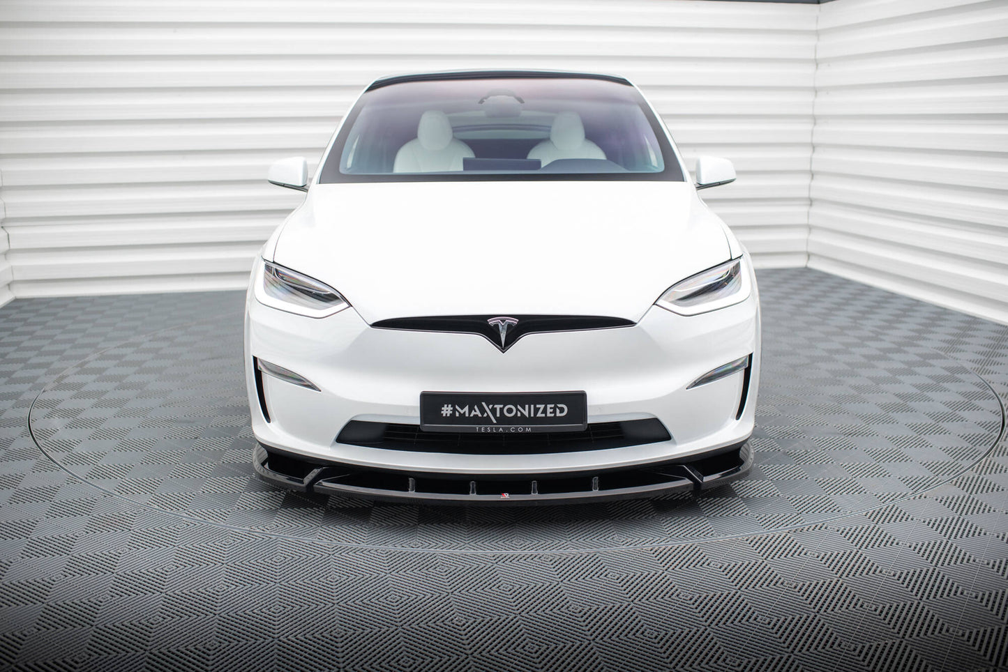 Front Ansatz V.2 für Tesla Model X Mk1 Facelift schwarz Hochglanz
