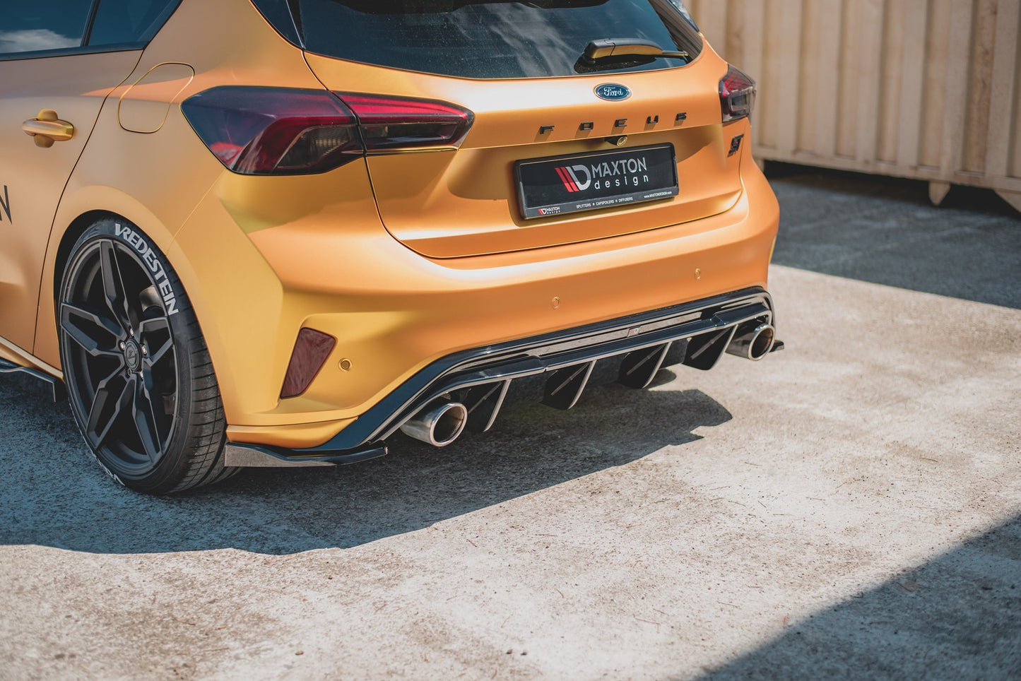 Heck Ansatz Flaps Diffusor V.3 für (Für heckansatz v.2) Ford Focus Hatchback ST Mk4 schwarz Hochglanz