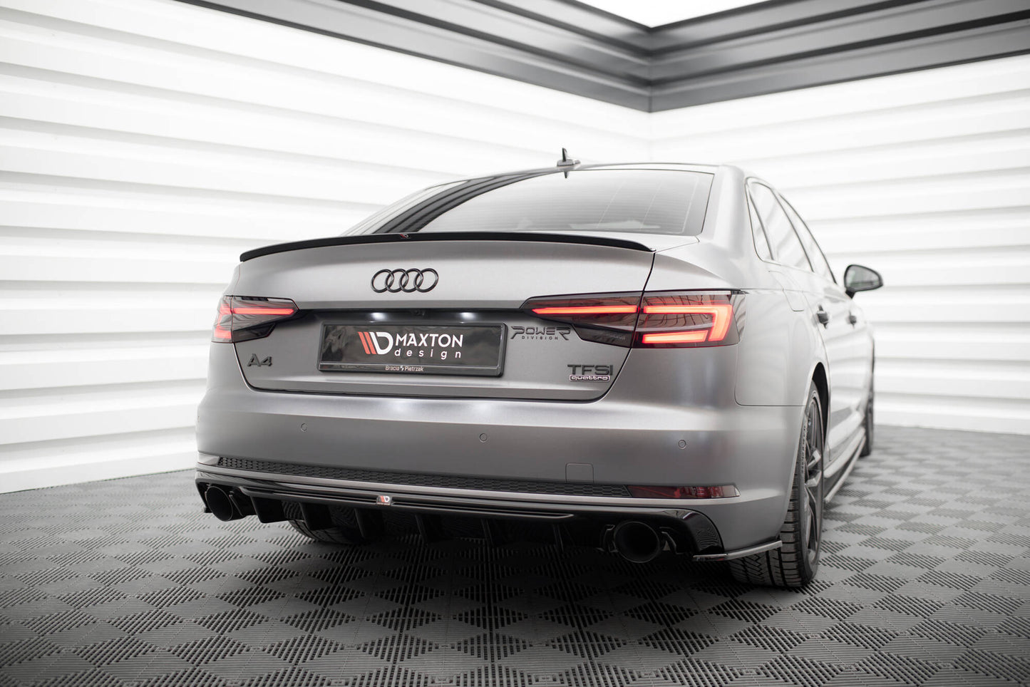 Diffusor Heck Ansatz für Audi A4 S-line B9 (Einzelauspuff li. re.)
