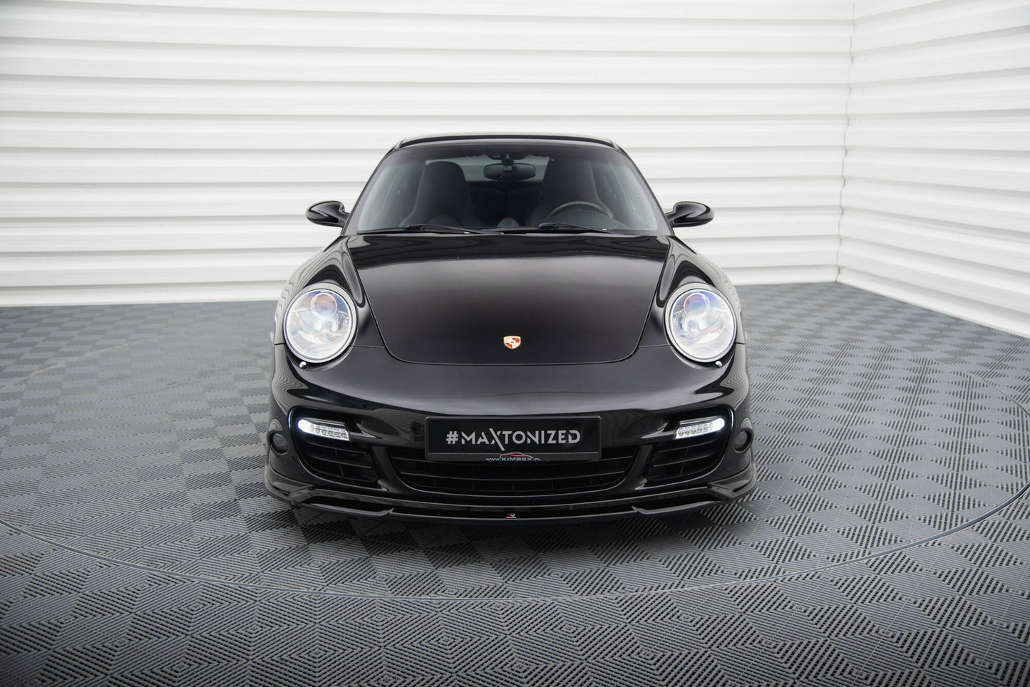 Front Ansatz für Porsche 911 Turbo 997 schwarz Hochglanz