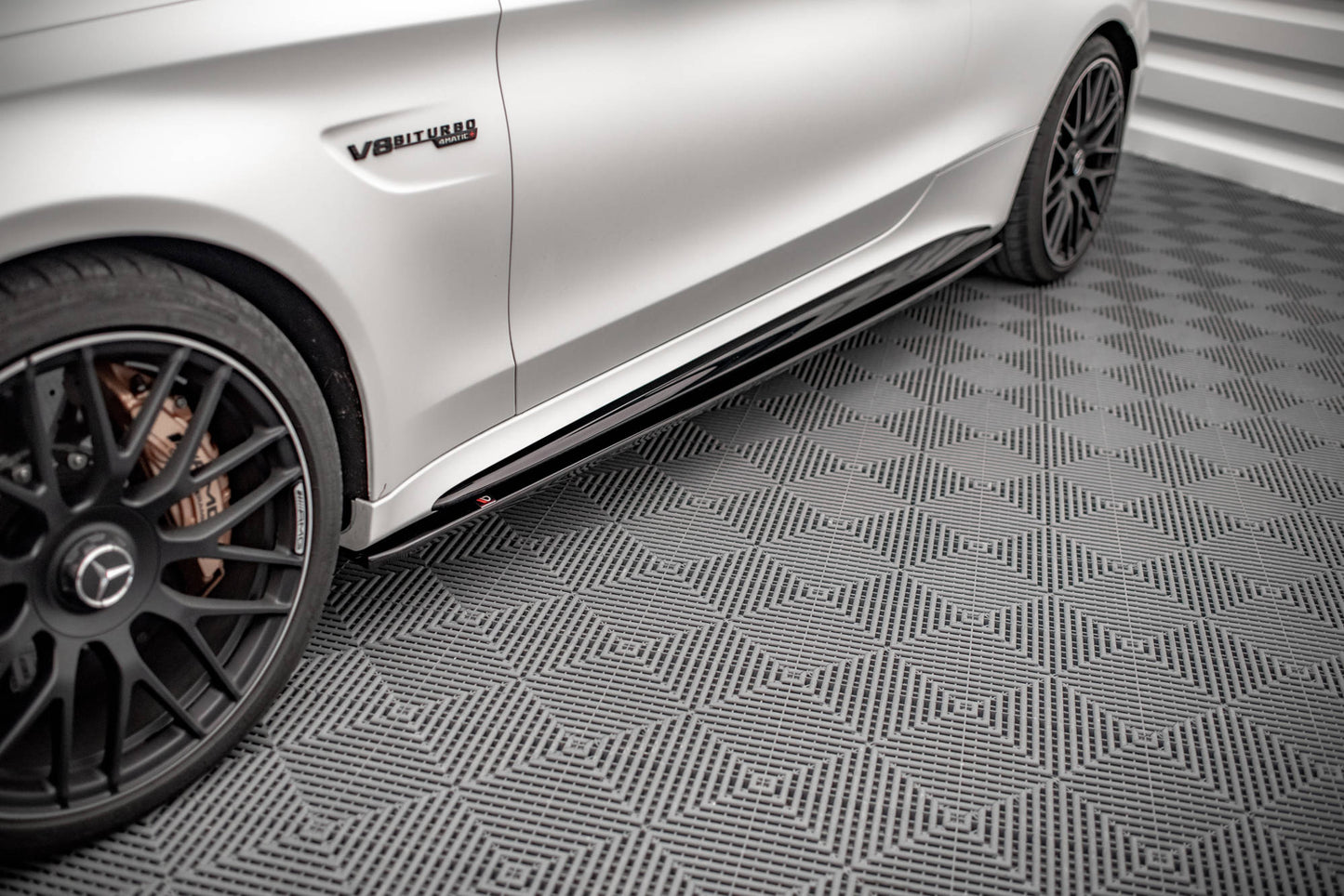 Seitenschweller Ansatz für V.1 für Mercedes-AMG C 63 AMG Coupe C205 Facelift schwarz Hochglanz