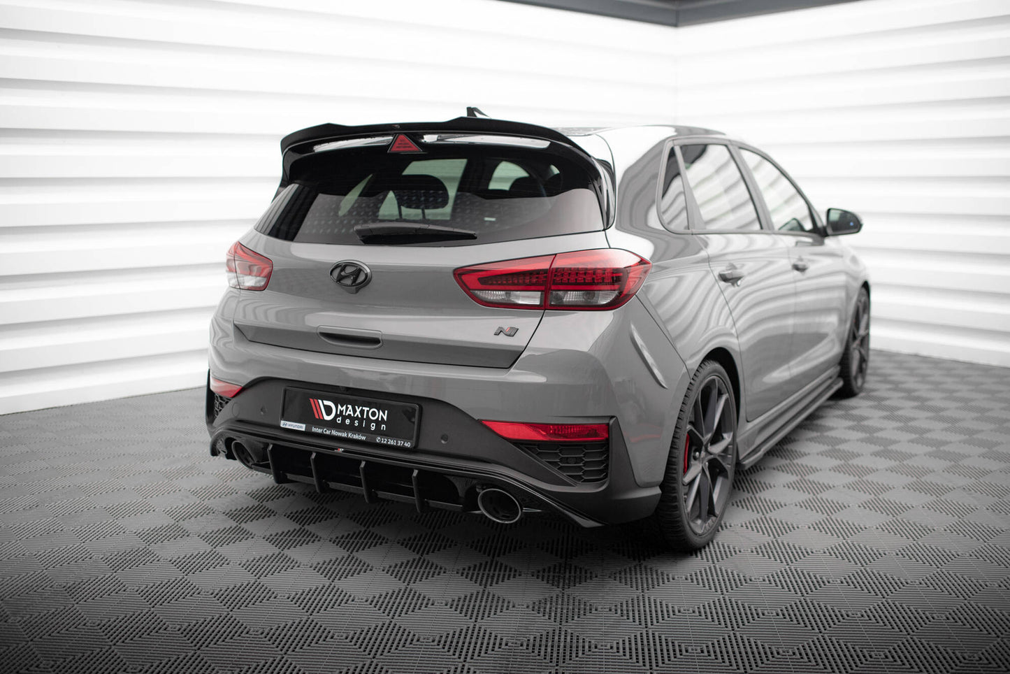 Diffusor Heck Ansatz für Hyundai I30 N Hatchback Mk3 Facelift schwarz Hochglanz