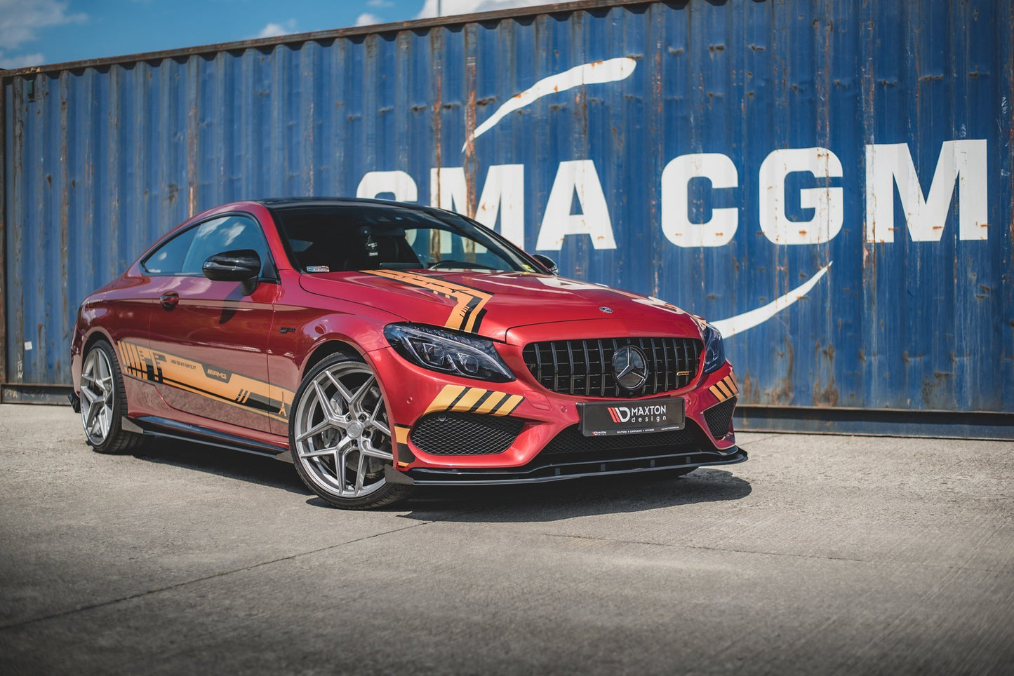 Street Pro Front Ansatz für +Flaps für Mercedes-AMG C43 Coupe C205 schwarz Hochglanz