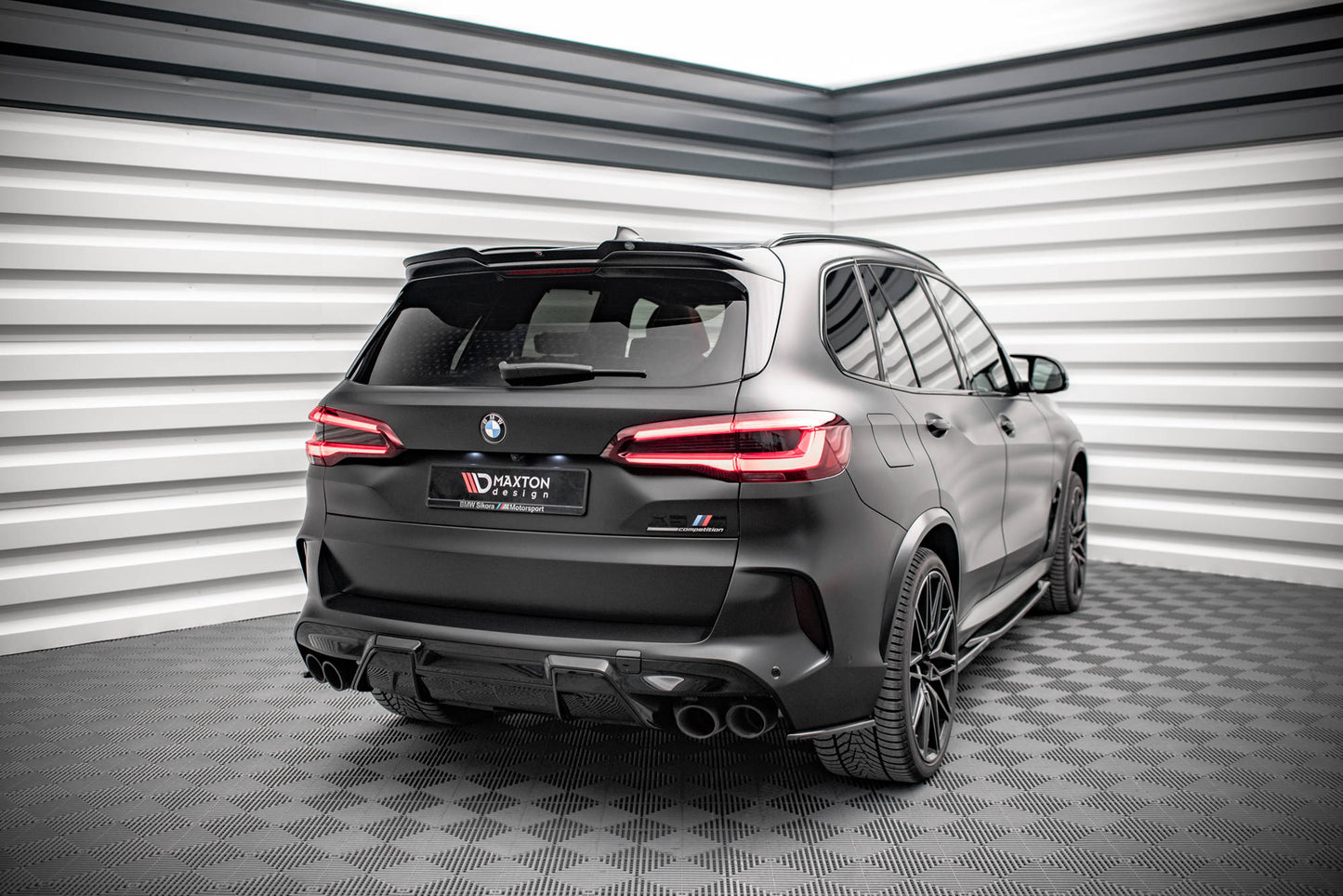 Heck Ansatz Flaps Diffusor für BMW X5M F95 schwarz matt