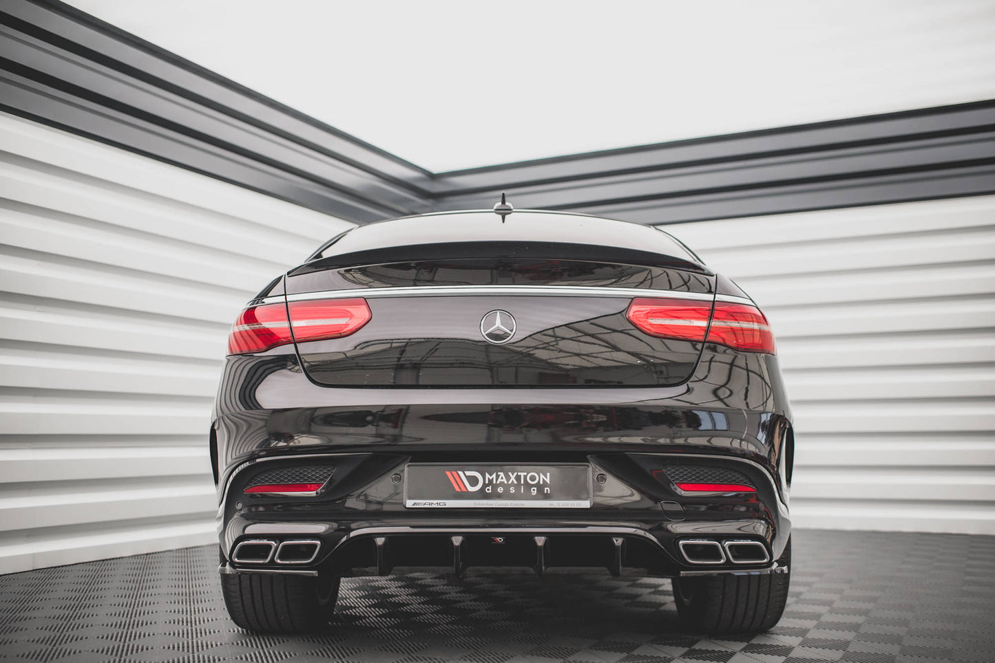 Diffusor Heck Ansatz für Mercedes-Benz GLE Coupe 63 AMG C292 schwarz Hochglanz