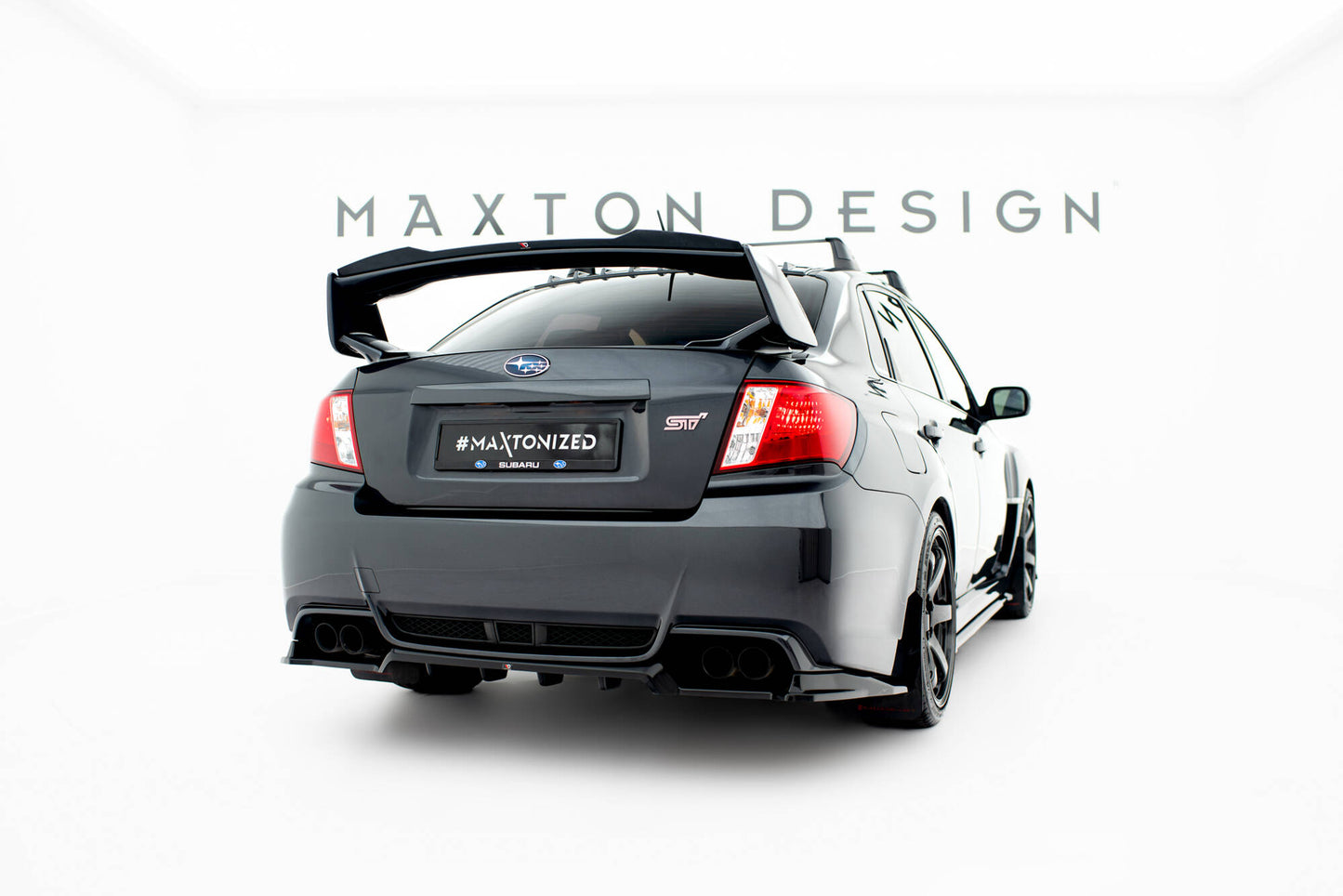 Mittlerer Cup Diffusor DTM Look Heck Ansatz für Subaru Impreza WRX STI Mk3 Facelift schwarz Hochglanz
