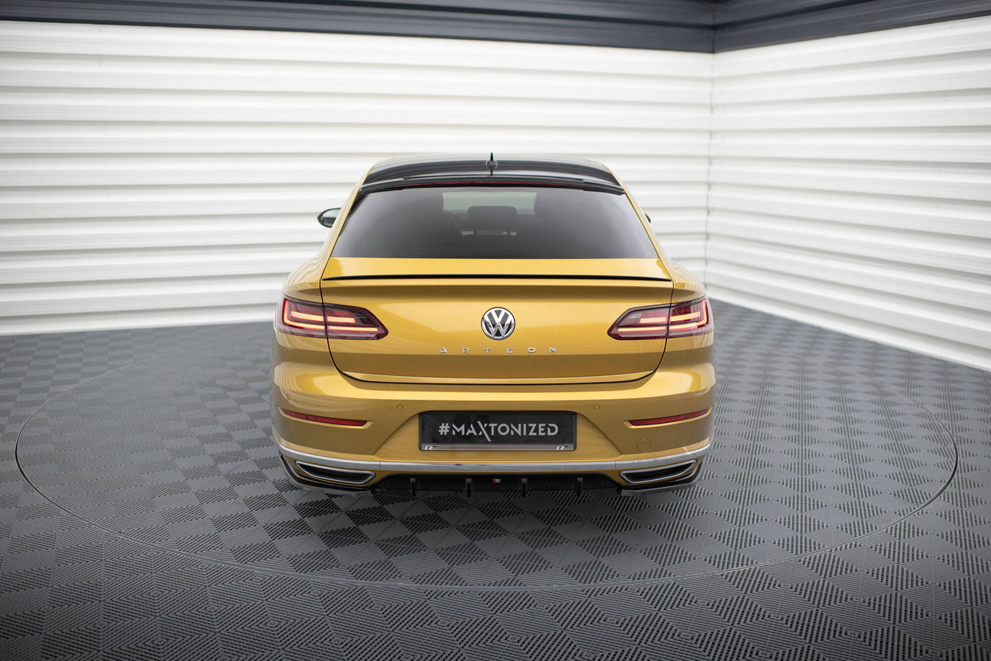 Diffusor Heck Ansatz für VW Arteon R-Line schwarz Hochglanz