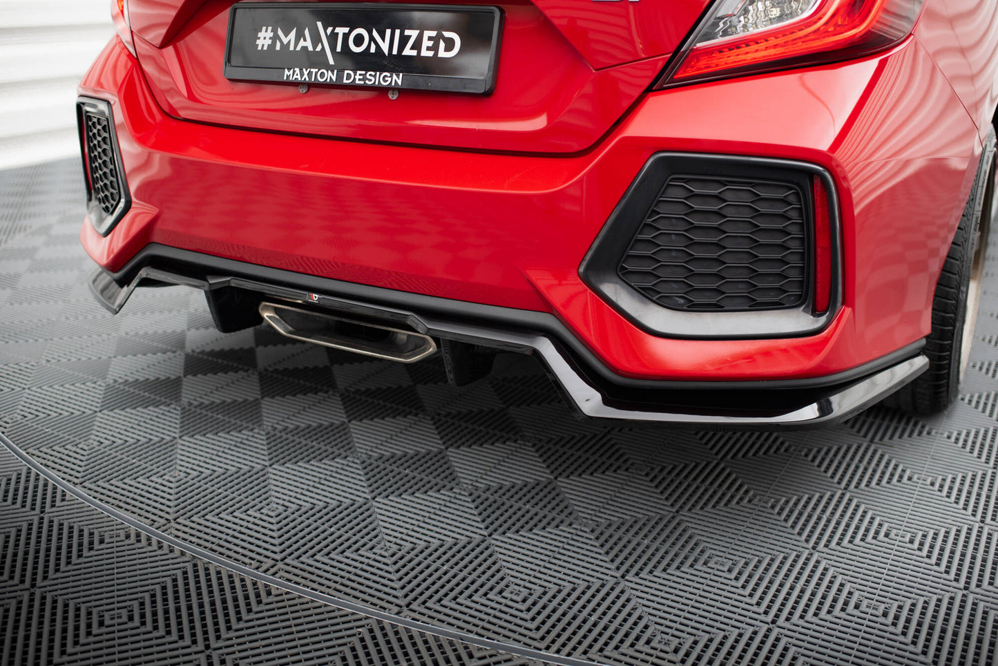Mittlerer Cup Diffusor DTM Look Heck Ansatz für Honda Civic SI Mk10 schwarz Hochglanz