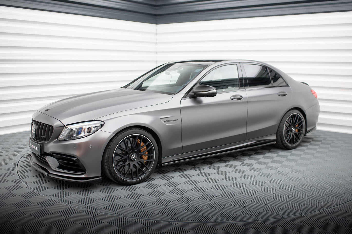 Seitenschweller Ansatz für Mercedes-AMG C63 Limousine / Kombi W205 Facelift schwarz Hochglanz