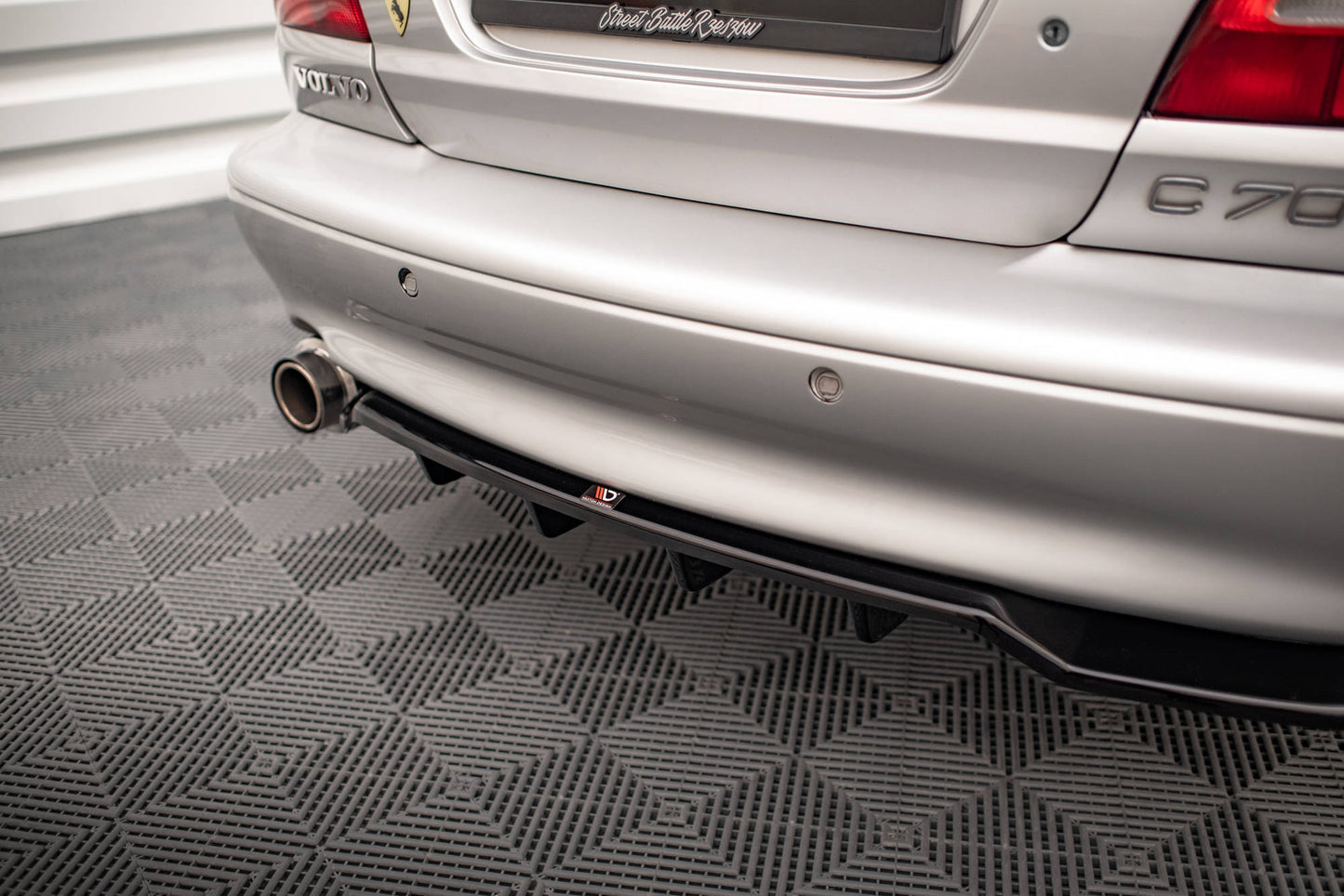 Mittlerer Cup Diffusor DTM Look Heck Ansatz für Volvo C70 Mk1 schwarz Hochglanz