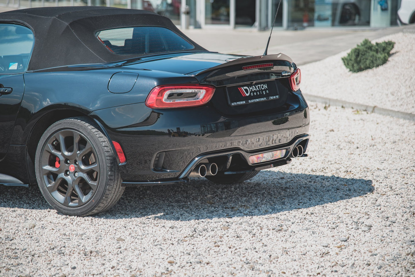 Heck Ansatz Flaps Diffusor für Abarth 124 Spider schwarz Hochglanz