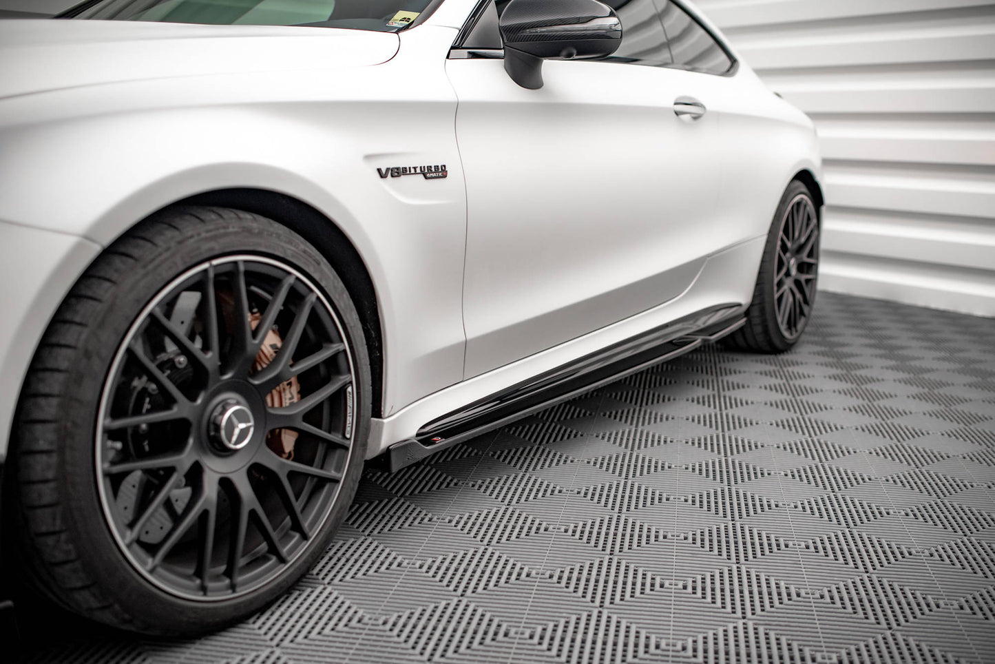 Seitenschweller Ansatz V.2 für Mercedes-AMG C 63 AMG Coupe C205 Facelift schwarz Hochglanz
