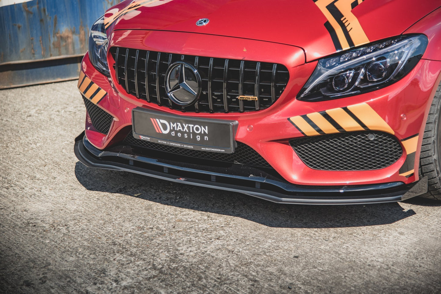Street Pro Front Ansatz für + Flaps für Mercedes-AMG C43 Coupe C205 schwarz Hochglanz