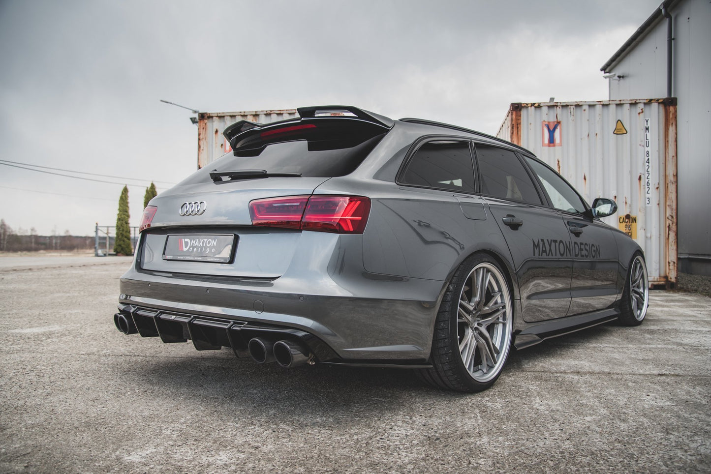 Diffusor Heck Ansatz V.1 für Audi S6 C7 Facelift schwarz Hochglanz