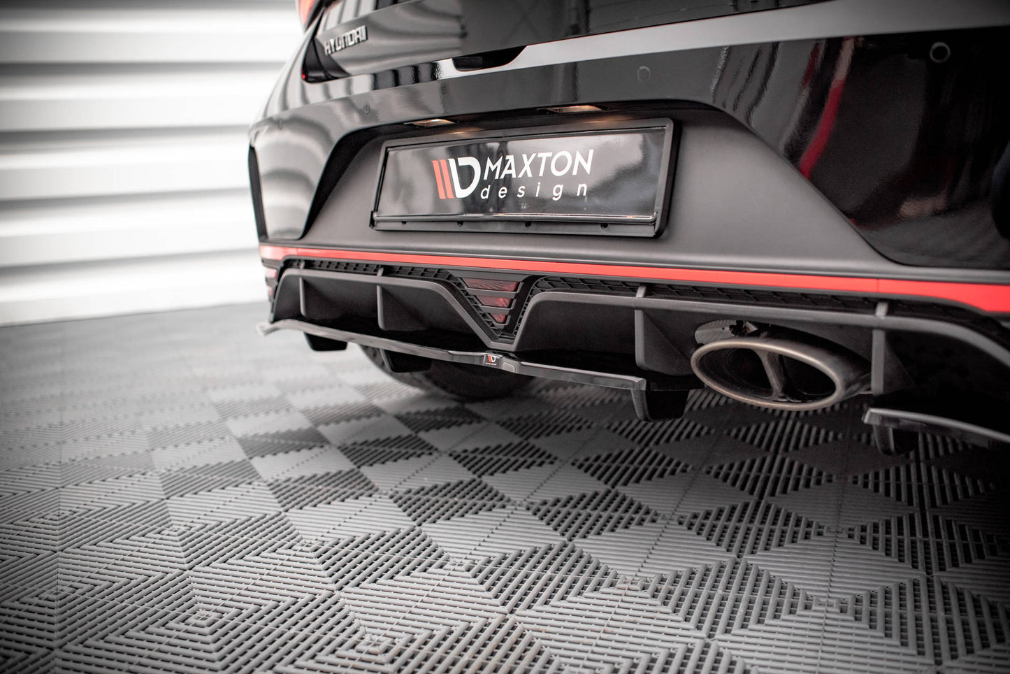 Mittlerer Cup Diffusor DTM Look Heck Ansatz für Hyundai I20 N Mk3 schwarz Hochglanz
