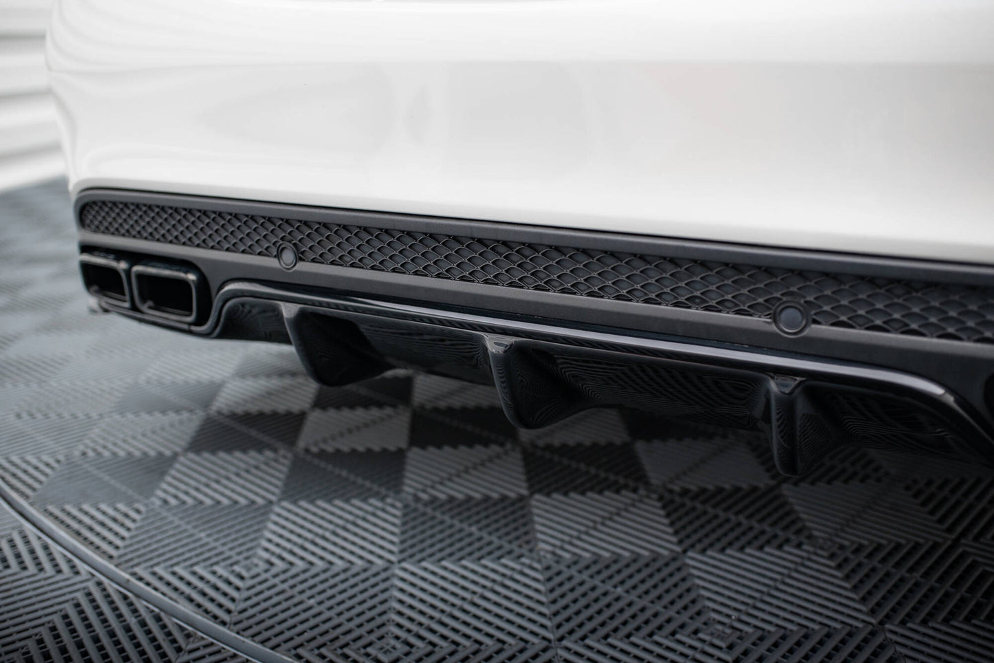 Diffusor Heck Ansatz für Mercedes C-Klasse S205 63 AMG schwarz Hochglanz