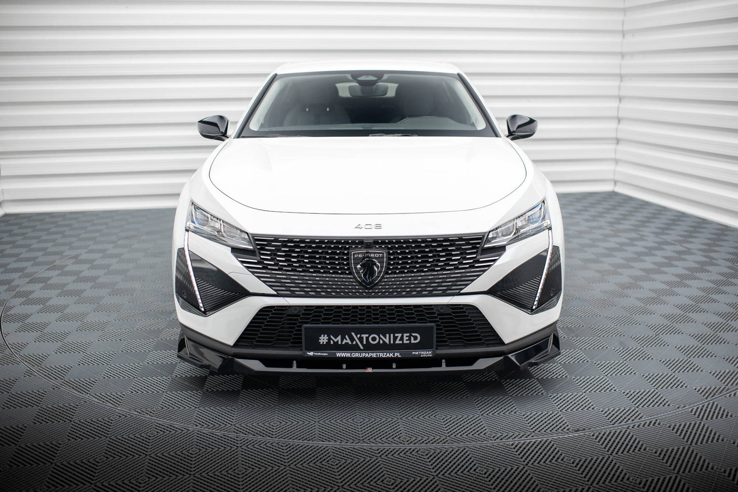 Front Ansatz für Peugeot 408 Mk1 schwarz Hochglanz