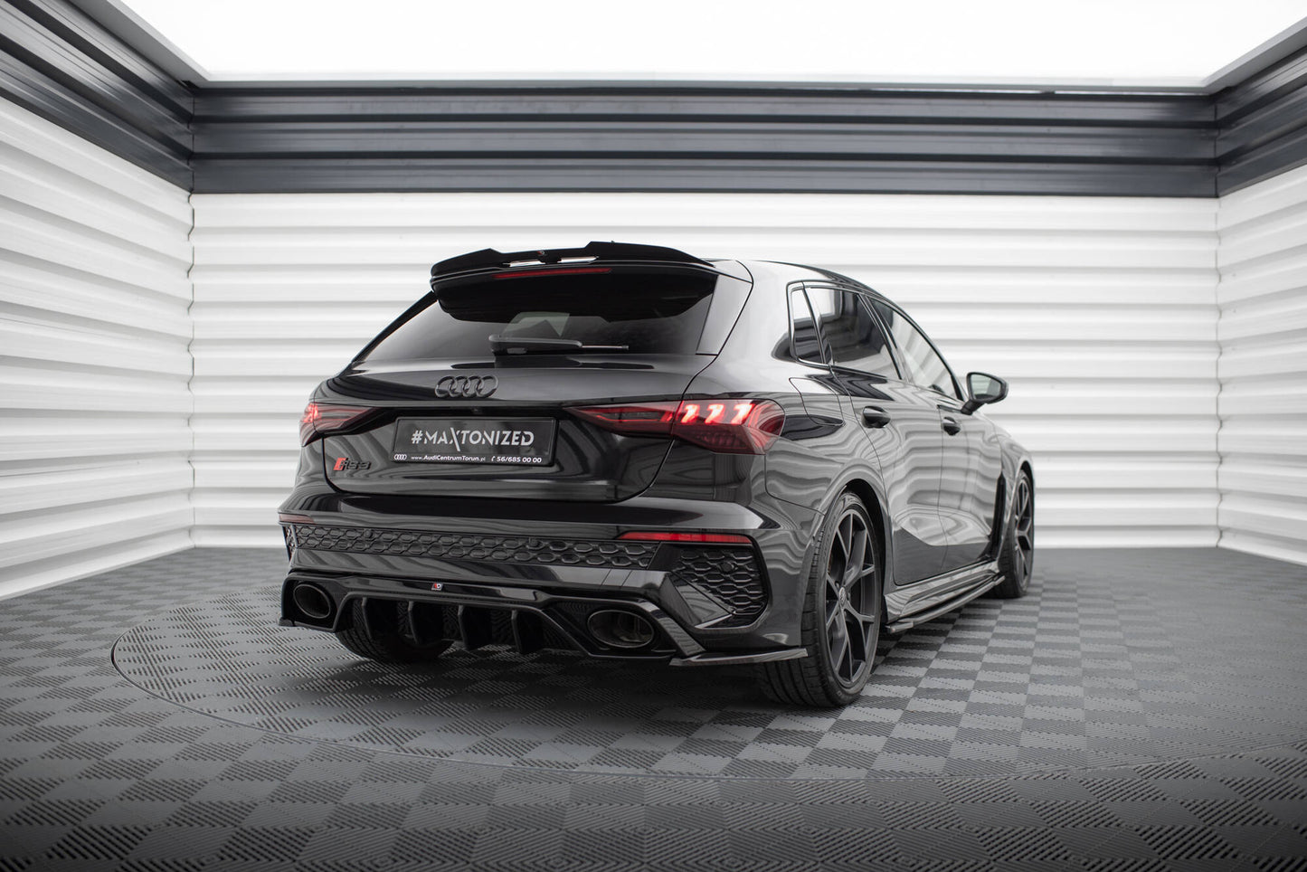 Spoiler CAP V.2 für Audi RS3 / S3 / A3 S-Line Sportback 8Y / 8Y Facelift schwarz Hochglanz