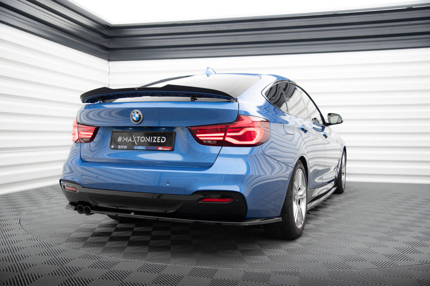 Heck Ansatz Flaps Diffusor V.1 für BMW 3er GT M-Paket F34 schwarz Hochglanz
