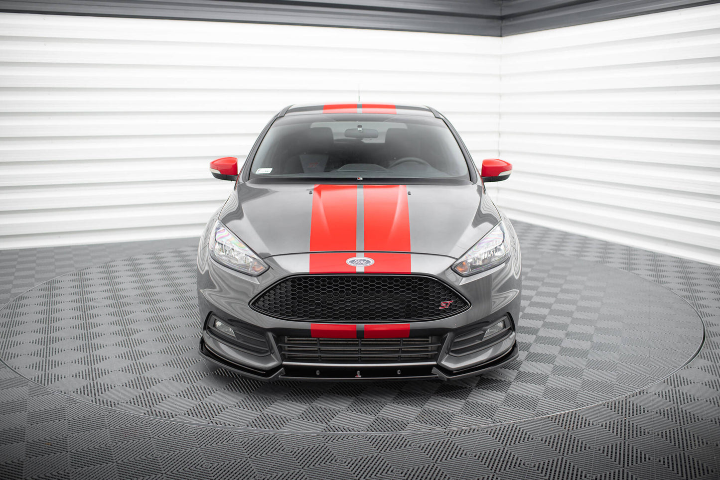 Front Ansatz V.4 für Ford Focus ST Mk3 Facelift schwarz Hochglanz