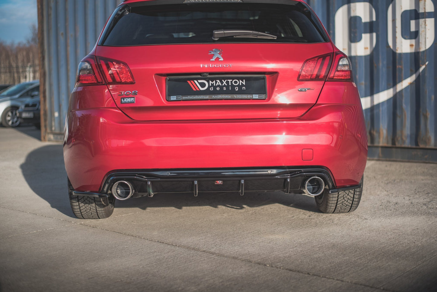 Heck Ansatz Flaps Diffusor für Peugeot 308 GT Mk2 Facelift schwarz Hochglanz